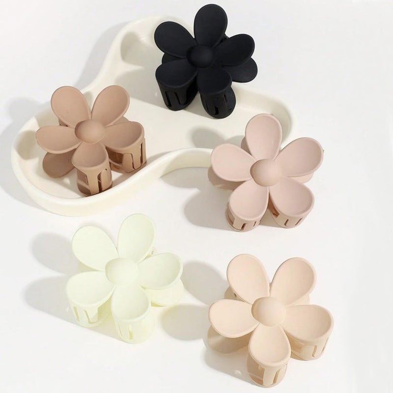 JANFUN Flower Hair Clips Big Hair Claw Clips 8PCS Large Daisy Hair Clips Matte Claw Clips Strong Hold Jaw Claw Clips Thick Thin Hair for Women Girls 8Colors - Image 2